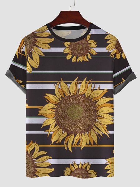 Crew Neck Casual Shirts & Tops, Color1, Men's t-shirts