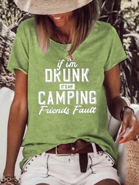 Camping Drinking Shirt, Green, T-shirts