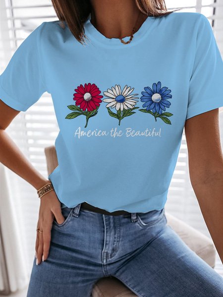 America the Beautiful Daisies Graphic Short Sleeve Loose Tee, Light blue, T-shirts
America the Beautiful Daisies Graphic Short Sleeve Loose Tee, Light blue, T-shirts