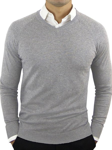 Long-Sleeve Sweater Men Casual, Light gray, Sweater