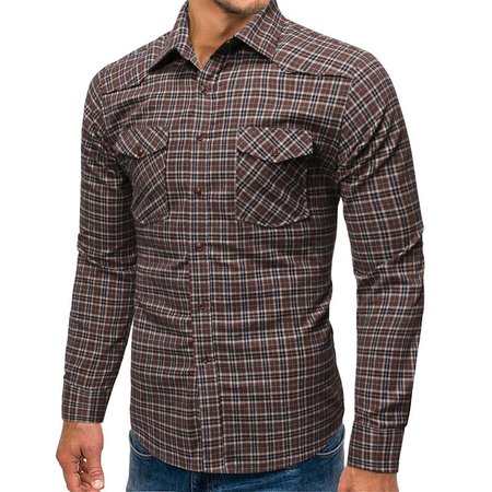 Shirt men's casual two-pocket slim-fit lapel plaid long-sleeved shirt, Coffee, Men's shirts
Shirt men's casual two-pocket slim-fit lapel plaid long-sleeved shirt, Coffee, Men's shirts