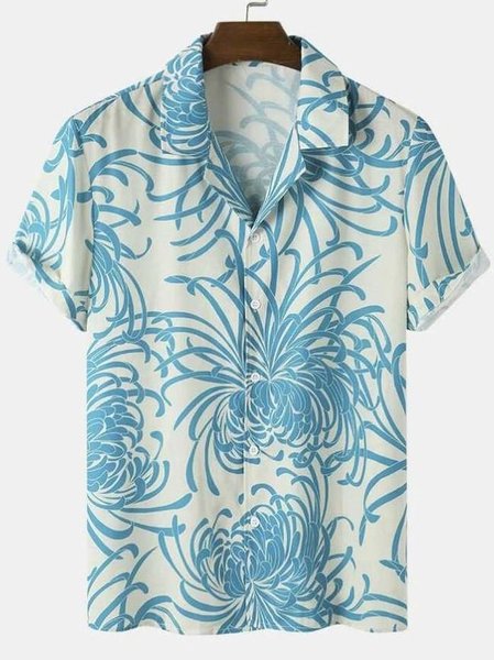 Casual Cotton-Blend Shirts & Tops, Blue, Shirts
