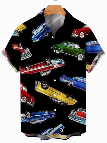 Casual Cotton-Blend Shirts & Tops, Black, Shirts