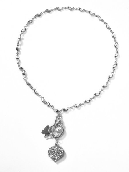Three-dimensional S-shaped Butterfly Pearl Necklace Pendant Necklace, Silver, Necklaces
Three-dimensional S-shaped Butterfly Pearl Necklace Pendant Necklace, Silver, Necklaces