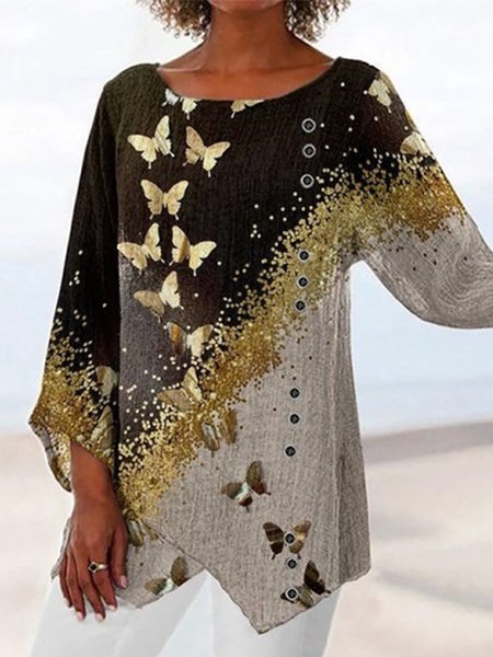 Vintage Long Sleeve Geometric Butterflies Printed Crew Neck Plus Size Casual Tops, Butterfly, Blouses & Shirts
Vintage Long Sleeve Geometric Butterflies Printed Crew Neck Plus Size Casual Tops, Butterfly, Blouses & Shirts