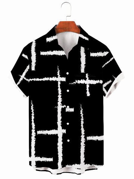 Casual Shirt Collar Shirts & Tops, Black, Men's Floral shirt