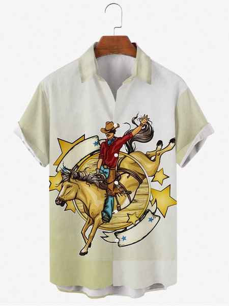 Mens Cowboy Print Casual Lapel Short Sleeve Hawaiian Shirts, White, Men's Floral shirt
Mens Cowboy Print Casual Lapel Short Sleeve Hawaiian Shirts, White, Men's Floral shirt