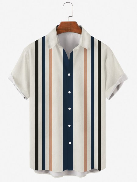 Mens Striped Print Casual Lapel Short Sleeve Hawaiian Shirts, White, Men's Floral shirt
Mens Striped Print Casual Lapel Short Sleeve Hawaiian Shirts, White, Men's Floral shirt