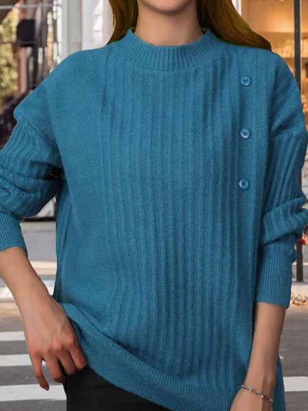 Casual and simple plain button stretched sheep wool sweater, Blue, Sweaters & Cardigans
Casual and simple plain button stretched sheep wool sweater, Blue, Sweaters & Cardigans