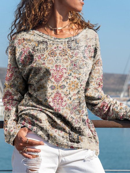 Vintage Stampato Floreale Tribale Girocollo Camicie & Top, Multicolore, T-Shirts
Vintage Stampato Floreale Tribale Girocollo Camicie & Top, Multicolore, T-Shirts
