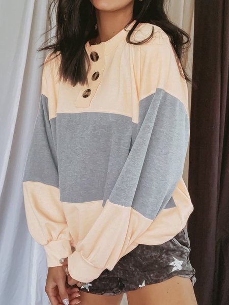 Crew Neck Long Sleeve Shirts & Tops, Gray, Tops