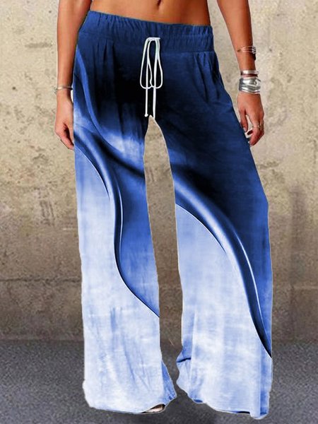 Gradient print casual ladies sports trousers & Pants, Purplish blue, Pants