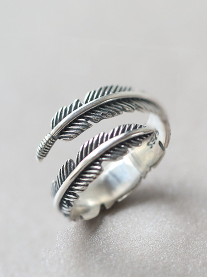 Fashion design feather S925 Sterling Silver Vintage Silver opening adjustable ring, Rings
Fashion design feather S925 Sterling Silver Vintage Silver opening adjustable ring, Rings