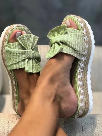 

Women Casual Daily Comfy Bowknot Slip On Sandals, Green, Sandals & Slippers