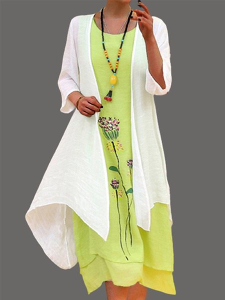 Vintage Floral Printed 3/4 Sleeve Linen Plus Size Casual Two-piece Dresses, Green, Midi Dresses
Vintage Floral Printed 3/4 Sleeve Linen Plus Size Casual Two-piece Dresses, Green, Midi Dresses