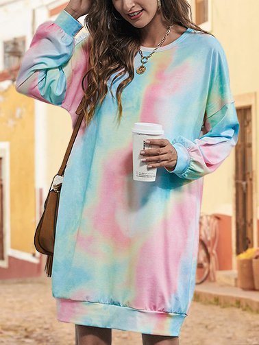 Long Sleeve Ombre/Tie-Dye Sweatshirt, Multicolor, Sweatshirts & Hoodies