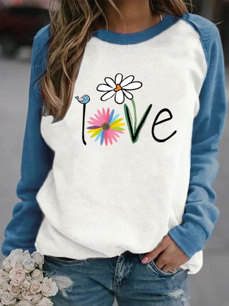 Vintage Color-block Love Floral Printed Long Sleeve Crew Neck Plus Size Casual Sweatshirts, Blue, Hoodies & Sweatshirts
Vintage Color-block Love Floral Printed Long Sleeve Crew Neck Plus Size Casual Sweatshirts, Blue, Hoodies & Sweatshirts