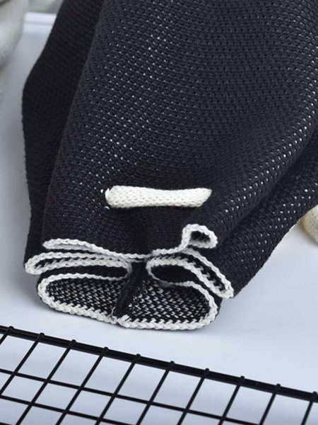 H Letter Drawstring Bucket Bag, Black, Women's Bags