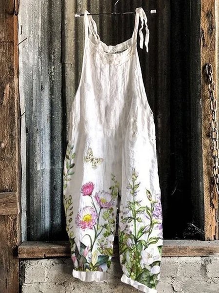 Floral Jumpsuit, White, Jumpsuits
