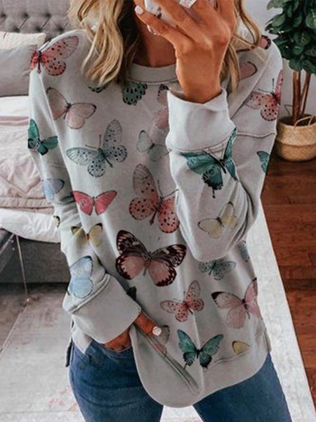 Vintage Butterfly Printed Long Sleeve Crew Neck Plus Size Casual Sweatshirts, Gray, Hoodies & Sweatshirts
Vintage Butterfly Printed Long Sleeve Crew Neck Plus Size Casual Sweatshirts, Gray, Hoodies & Sweatshirts
