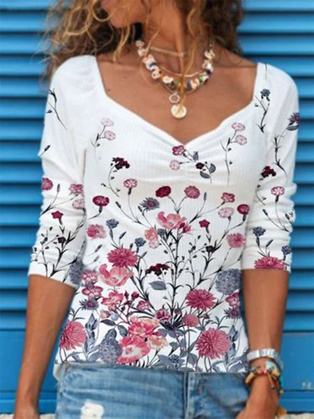 Vintage 3/4 Manica Stampata Floreale Scollo a V taglia grande Casuale Top, Bianco, T-Shirts
Vintage 3/4 Manica Stampata Floreale Scollo a V taglia grande Casuale Top, Bianco, T-Shirts