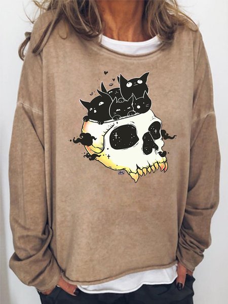 Skull Full Of Cats Women's Cotton-Blend Crew Neck Casual Shift Sweatshirt, Light brown, Hoodies&Sweatshirts
Skull Full Of Cats Women's Cotton-Blend Crew Neck Casual Shift Sweatshirt, Light brown, Hoodies&Sweatshirts