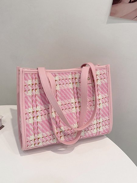 Tartan Tote Bag, Pink, Bags