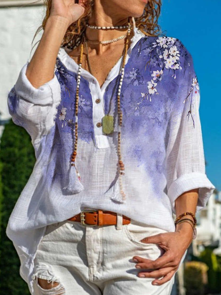 Floral Shirt Collar Cotton-Blend Casual Long Sleeve Shirts & Tops, White, Shirts & Blouses
Floral Shirt Collar Cotton-Blend Casual Long Sleeve Shirts & Tops, White, Shirts & Blouses