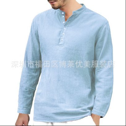 Cotton-Blend V Neck Shirts & Tops, Lightblue, T-shirt