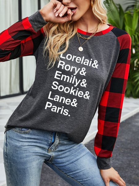 Casual Long Sleeve Print Women Shirts & Tops, Gray, Hoodies&Sweatshirts
