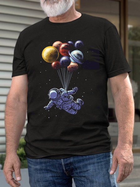 Space astronaut print Men's T-shirt, Black, T-shirts