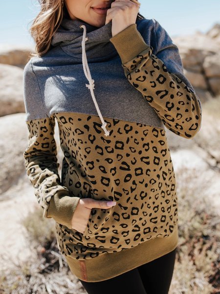 Casual Leopard Long Sleeve Sweatshirts, As picture, Sweatshirts & Hoodies