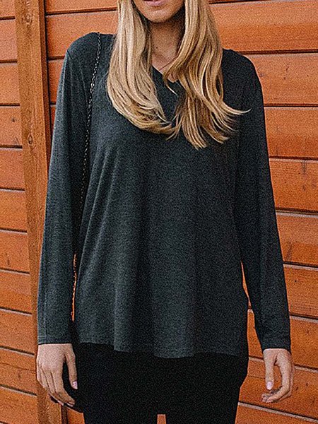 Daily Casual Solid V-Neck Long Sleeve Loose T-Shirts, Black-grey, Long sleeve tops
Daily Casual Solid V-Neck Long Sleeve Loose T-Shirts, Black-grey, Long sleeve tops