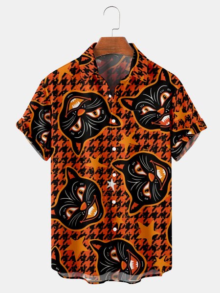 Casual Shirt Collar Shirts & Tops, Black, Men's Floral shirt