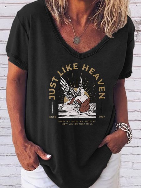 JUST LIKE HEAVEN Printed V-neck short-sleeved cotton-blend T-shirt, Black, T-shirts
JUST LIKE HEAVEN Printed V-neck short-sleeved cotton-blend T-shirt, Black, T-shirts