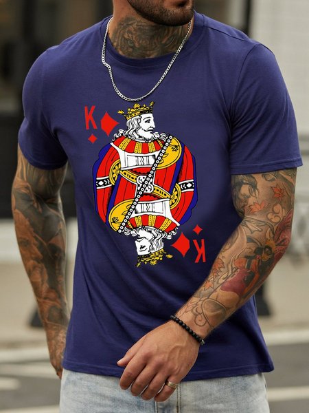 Poker Print T-Shirt, Purplish blue, T-shirts