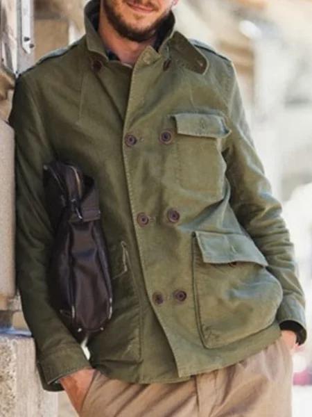 Casual Stand Collar Outerwear, As picture, Jackets & Coats