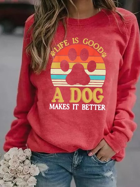 A Dog Makes It Better Women's Long Sleeve Casual Sweatshirt, Red, Hoodies&Sweatshirts
A Dog Makes It Better Women's Long Sleeve Casual Sweatshirt, Red, Hoodies&Sweatshirts