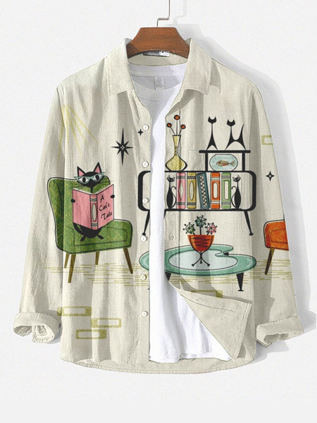 Cotton Casual Shirts & Tops, As picture, Men's Top