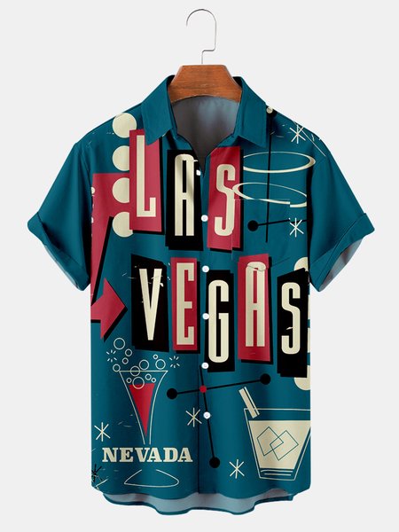 Casual Geometric Shirts & Tops, Blue, Men's Floral shirt