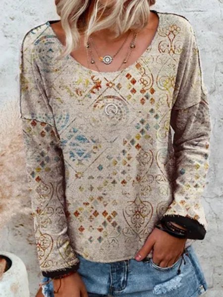 Restoring Ancient Ways Long Sleeve Casual Shirt & Top, As picture, Long sleeve tops