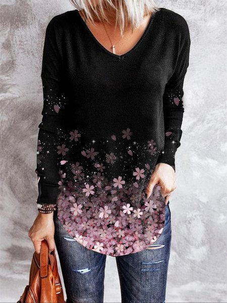 Cotton-Blend Work Long Sleeve Shirts & Tops, Black, Long sleeve tops