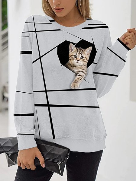 Cat Casual Long Sleeve Cotton-Blend Sweatshirt, Light gray, Sweatshirts & Hoodies
Cat Casual Long Sleeve Cotton-Blend Sweatshirt, Light gray, Sweatshirts & Hoodies