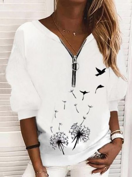 White Printed Zipper Long Sleeve Casual V Neck Fall&Winter Shift Shirts & Tops, Blouses & Shirts
White Printed Zipper Long Sleeve Casual V Neck Fall&Winter Shift Shirts & Tops, Blouses & Shirts