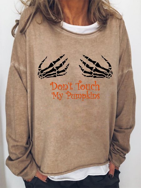 Don't touch my pumpkins.Halloween skull print round neck long-sleeved polyester cotton sweatshirt, Light brown, Hoodies&Sweatshirts
Don't touch my pumpkins.Halloween skull print round neck long-sleeved polyester cotton sweatshirt, Light brown, Hoodies&Sweatshirts