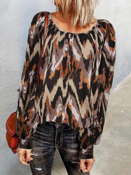 Ombre/Tie-Dye Long Sleeve Shirts & Tops, Orange, T-Shirts