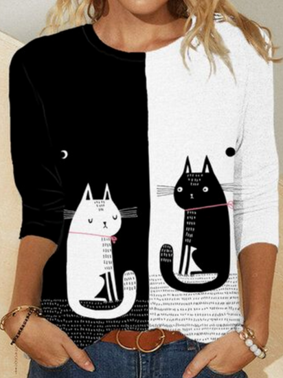 Cute Cat Crew Neck Casual Letter Shift Shirts & Tops, Black, Long sleeve tops
Cute Cat Crew Neck Casual Letter Shift Shirts & Tops, Black, Long sleeve tops