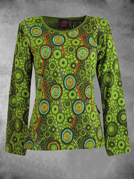 Printed Long Sleeve Crew Neck Holiday Shirts & Tops, As picture, T-Shirts