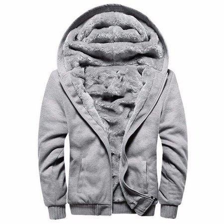 Men's Casual Solid Long Sleeve Hoodies, Gray, Outerwear