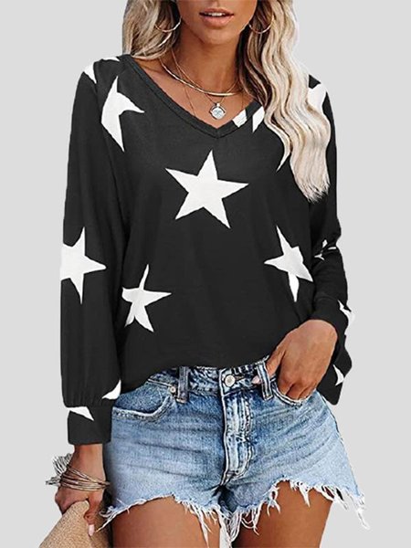Black Stars Printed Casual Long Sleeve V Neck Shift Shirts & Tops, Blouses & Shirts
Black Stars Printed Casual Long Sleeve V Neck Shift Shirts & Tops, Blouses & Shirts